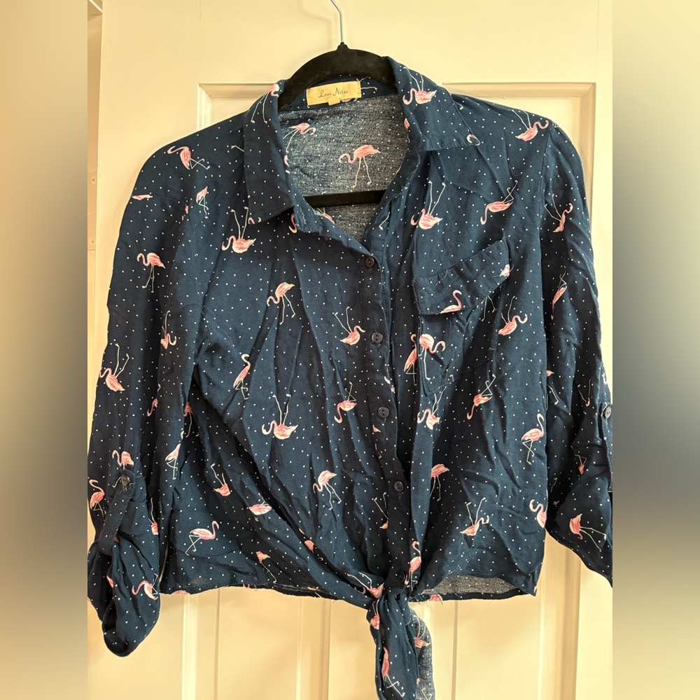Love Notes Navy Flamingo Shirt